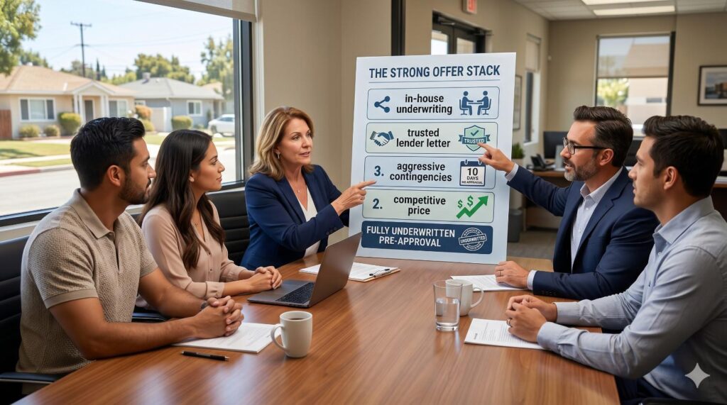 real estate agents discussing a strong offer stack real estate agents discussing a strong offer stack
