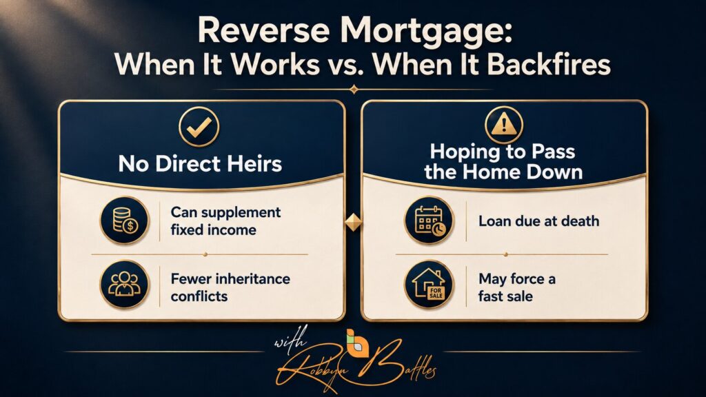 Reverse mortgage comparison chart, when it works versus when it backfires Reverse mortgage comparison chart, when it works versus when it backfires