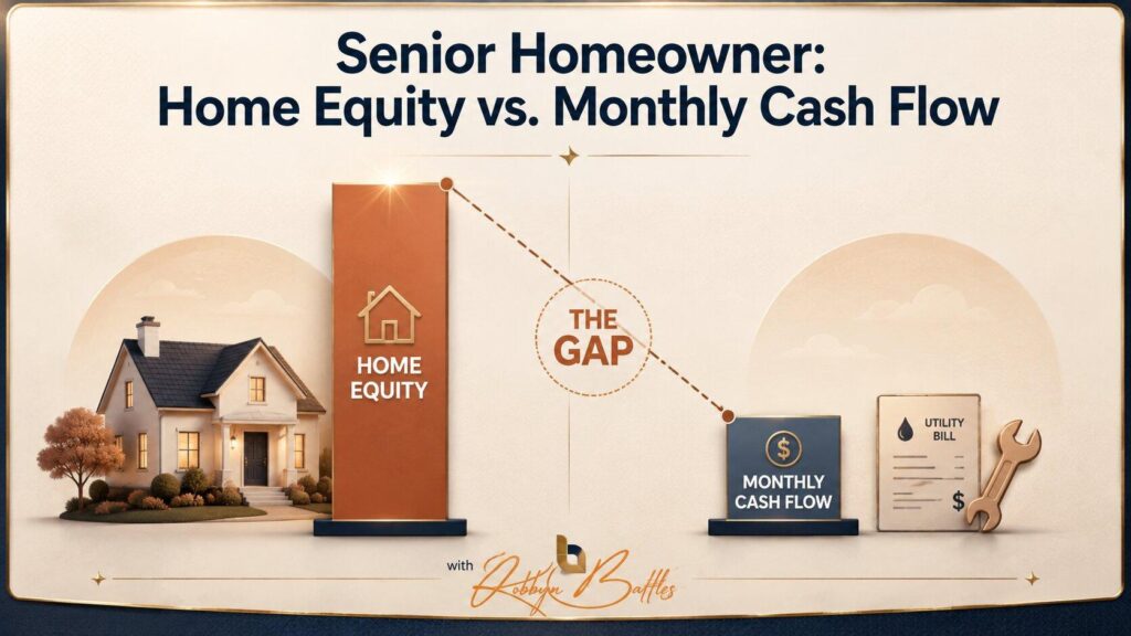 Senior homeowner home equity versus monthly cash flow illustration Senior homeowner home equity versus monthly cash flow illustration