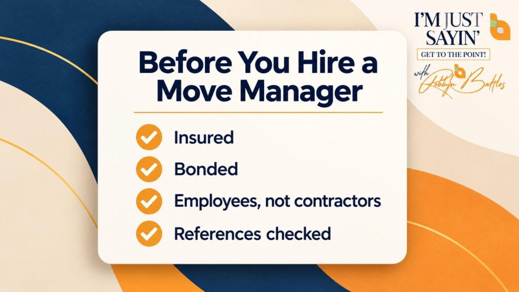 Checklist for what to verify before hiring a senior move manager Checklist for what to verify before hiring a senior move manager
